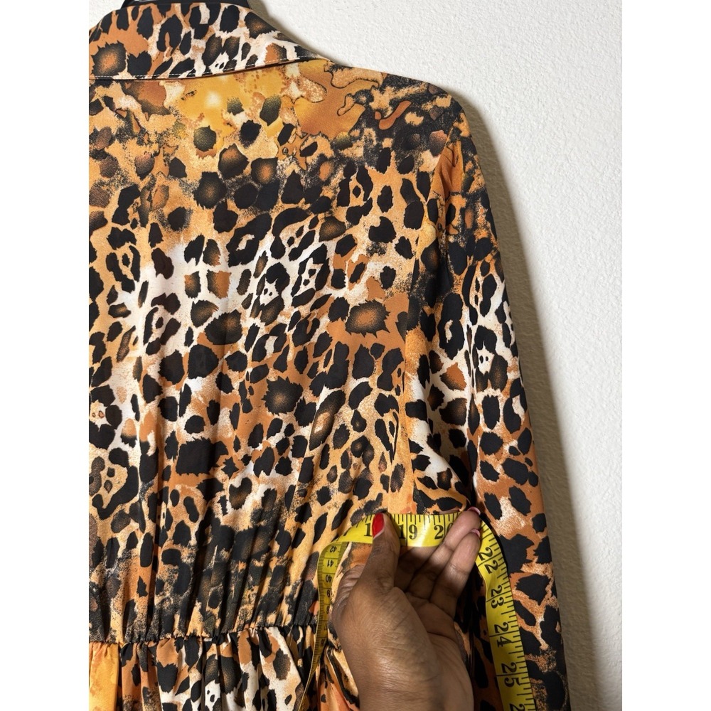 Beulah Style Animal Print Ruffle Tiered Long Sleeve Dress  Size Med Vacay - Picture 13 of 14